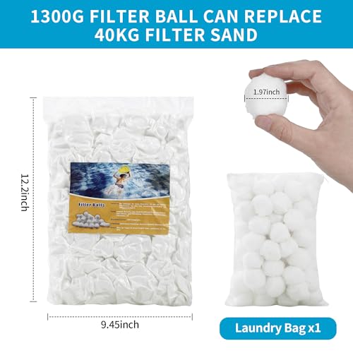 DUBUOZA 1300 g Filter Ball for Swimming Pool, Reusable Filter Ball for Laundry Nets, Can Replace Sand Filter 45 kg, Accessories for Aquariums, Swimming Pools