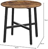 VASAGLE Round Dining Table 80x75 cm Industrial Rustic Brown Black KDT080B01 view 2