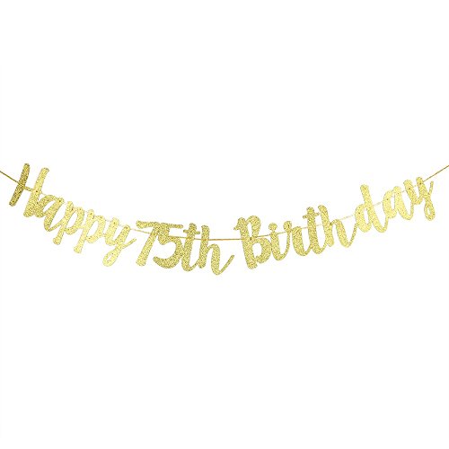 Karoo Jan Happy 75th Birthday Banner Gold Glitter Letters