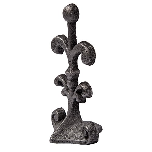 image for Fleur De Lis Cast Iron Door Stop | Decorative Door Stopper Wedge | wit