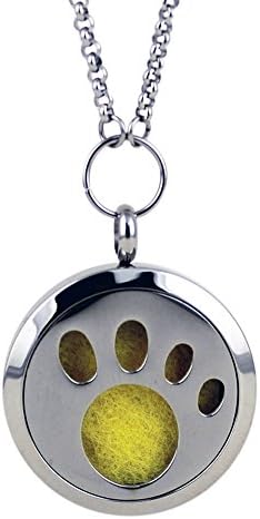 Essential Oil Diffuser Necklace Dog Paw Print | Stainless Steel