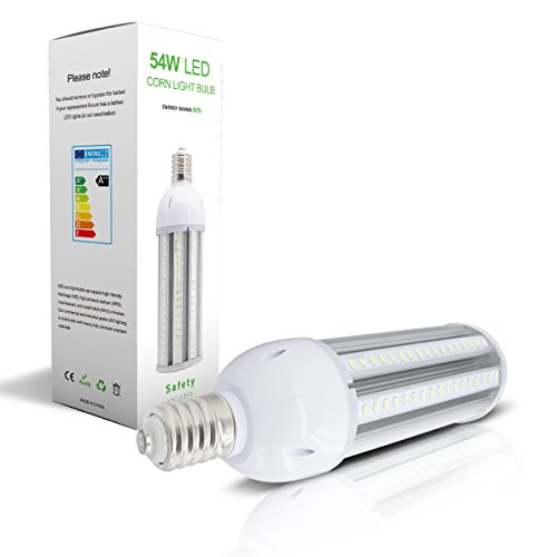 Super Bright 54W LED Corn Light Bulb, E39/E40 Large Mogul Base, 6500K Daylight White, 400 Watt Equivalent for Indoor Outdoor Large Area Lighting, Garage Factory Warehouse Backyard, HID, HPS