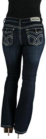 Denim Couture Rhinestone Studded Boot Cut Jeans-Variety of Styles - Shade White Stitch - Waist 13
