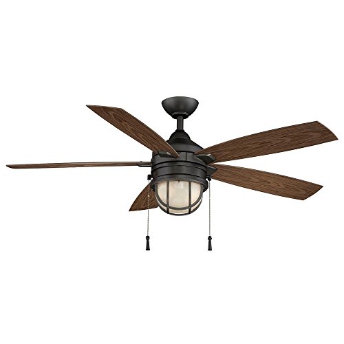 Hampton Bay Seaport 52 in. LED Indoor/Outdoor Natural Iron Ceiling Fan with Light Kit