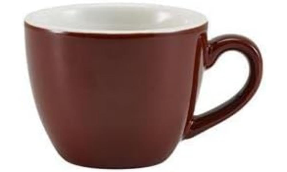 Genware Porcelain Brown Bowl Shaped Cup 90ml / 3oz, 312109BR, Pack of 6