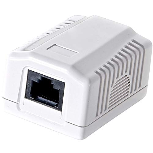 odedo CAT 6 Gigabit Junction Box Surface-Mounted Universal Network Socket 1x RJ 45 for Gigabit Transmission Pure White RAL9010