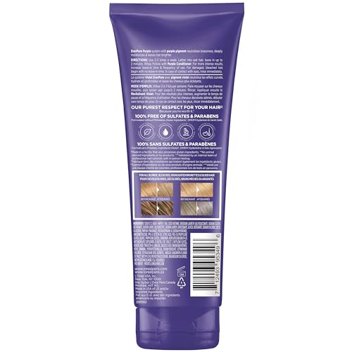 L’OREAL PARIS SULFATE FREE BRASS TONING PURPLE SHAMPOO FOR BLONDE, BLEACHED, SILVER, OR BROWN HIGHLIGHTED HAIR, EVERPURE, 6.8 FL OZ (PACKAGING MAY VARY)
