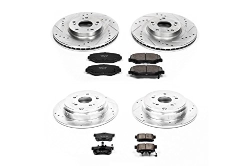 Power StopK6173 Front and Rear Z23 Carbon Fiber Brake Pads with Drilled & Slotted Brake Rotors Kit