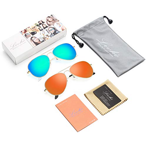 image for Livhò G Sunglasses for Men Women Aviator Polarized Metal Mirror UV 40