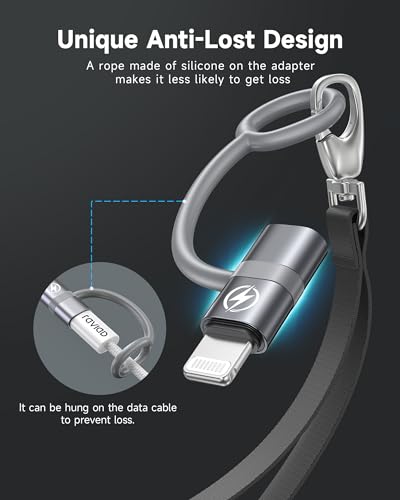 RAVIAD 36W USB C auf Lightning Adapter (2Stück), Lightning USB C Adapter für iPhone 14 13 12 11 Pro Max, Pad Pro/Air 5/Mini 6, Pod Nano/Touch mit Anti-Verlust-Seil, Nicht für Audio/OTG
