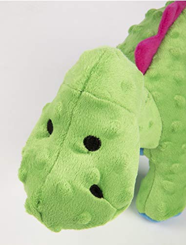 goDog Dinos Bruto Tough Plush Dog Toy with Chew Guard Technology, Green, Large