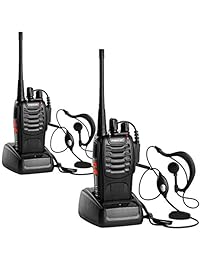 ANSIOVON Radio Walkie Talkie recargable de largo alcance, 16 canales, linterna LED, pieza de UHF 400 470 Mhz, Walky Talky profesional de 1500 Mah, batería recargable de ion de litio (incluida)  2 paquetes.