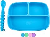 OBB 3-Section Silicone Baby Plate with Suction Cup Base (Blue)