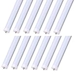 CNSUNWAY LIGHTING 8FT LED Tube Lights, 45W (100W Equivalent), Dual-Ended Power, Ballast Bypass, 4800LM, 6000K, Frosted Cover, 8FT Fluorescent Light Fixtures Replacement - 12 Pack