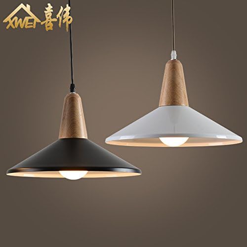 Leihongthebox loft retro industrial wind simple wooden modern Pendant Ceiling Lights personality creative aluminum single head diameter 32cm Pendant Ceiling Lights, high 32cm, white pendant