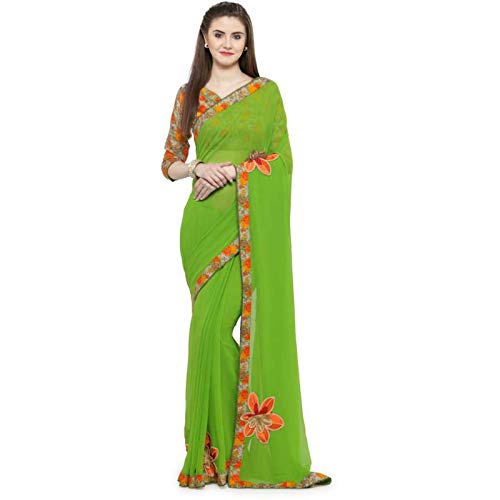 Shaily Womens Embellished Georgette Saree[SHIKHA105SSSR001_Green]