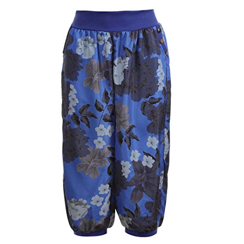 vermers Women Fashion Print Threaded Pants - Women Casual Loose Bandwidth Wide-Leg Pants Trousers(3XL, Blue)