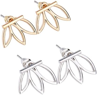 Diomate(TM) 2 pairs Lotus Flower Earrings Jewelry Simple Chic Earrings Best Gift for others