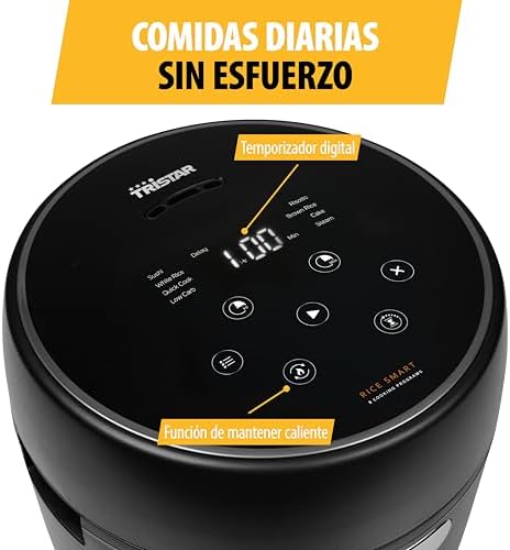 Panela de arroz digital com função de baixo teor de hidratos de carbono, 8 programas automáticos, capacidade de arroz de 0,6 L, painel digital, fácil de limpar, RK-6238