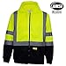 New York Hi-Viz Workwear H9012 Men's ANSI Class 3 High Visibility Class 3 Sweatshirt, Full Zip Hooded, Lightweight, Black Bottom Medium