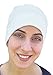 Uptown Girl Headwear Tagless Womens Slip On Comfortable Soft Fashion Sleep Chemo Cap Hat Liner 100% Organic USA Cotton Skull Cap (Petite/Small, White)