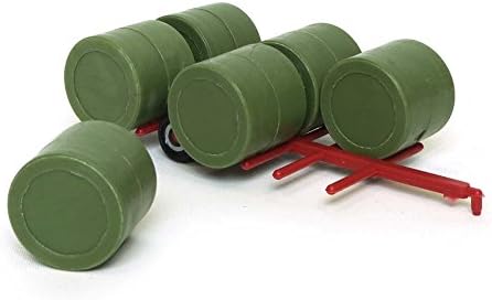 Moores Farm Toys 1/64 Plastic Red Frame Round Bale Transport and 6 Hay Bales