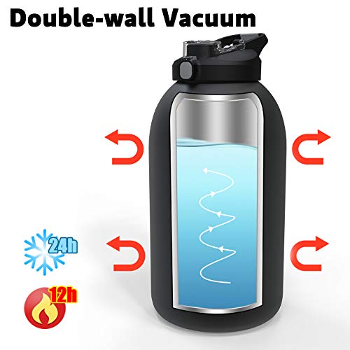 BOTTLED JOY Half Gallon Stainless Steel Insulated Water Bottle Double