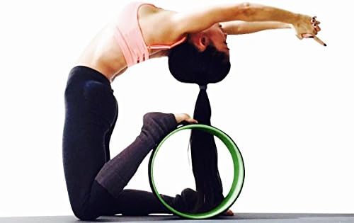 Yoga Wheel - Comfortable Dharma Fitness Yoga Prop Wheel - Perfect Yoga Roller Stretching, Backbends Support &amp; For Pose Exploration - 13x5 Inch Wide Green Yoga and Pilates Support by The Health Gurus