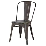 Adeco Metal Stackable Industrial Chic Dining Bistro