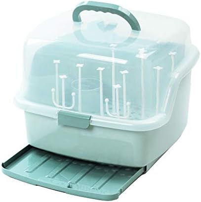 Baby Bottle Drying Rack Multifunctional Baby Bottle Drying Rack Tray Storage Portable Dust-proof Cover Drain Rack Infant Tableware Supplies Storage Box,Blue