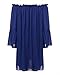 ZANZEA Women's Sexy Off Shoulder Chiffon Lace Ruffle Sleeve Blouse Mini Dress Summer Beach Cover Up Sundress Royal Blue S