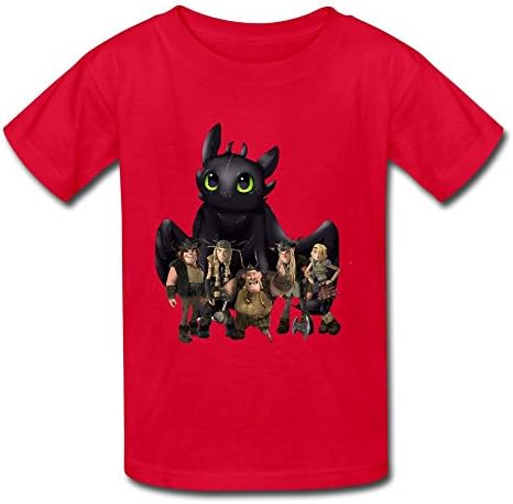 Age 7-16 Kid's How To Train Your Dragon Toothless 100% Cotton Tee Shirt M Red