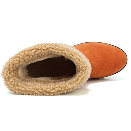 dotacoko women cute warm short boots suede chunky mid heel round toe winter snow ankle booties