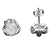 Rongxing18K White Gold Plated 8mm Round White Opal Stud Earrings For Women