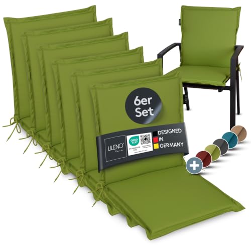 LILENO HOME Gartenstuhl Auflagen [6er Set - Niedriglehner] in Apfelgrün