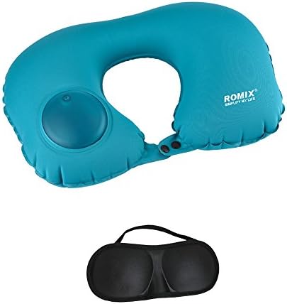 MeriCino Inflatable Neck Pillow for Travel -Ultralight U-Shaped Travel Pillow, Perfect for Airplane, Car, Bus or Train(Blue)