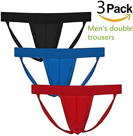 shtain Men's Underwear Athletic Supporter Stretch New Jockstrap Sexy Elastic Waistband Thongs Briefs (XL, 3 Color)
