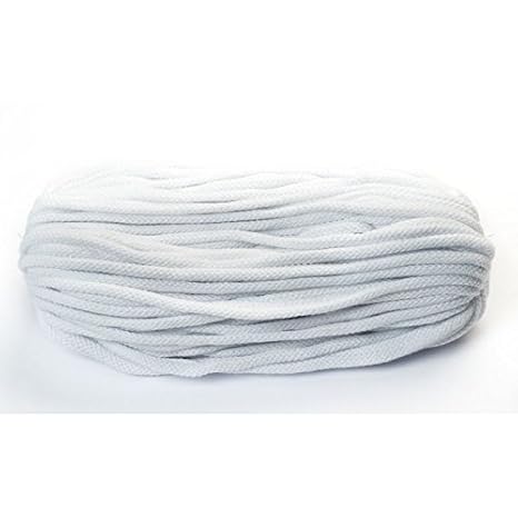 Baumwollkordel, 10 Meter, 6mm dick mit Kern, Weiß