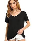 ROMWE Women's Loose Tee Short Sleeve V Neck T-shirt Casual Top
