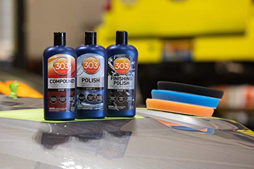 303 PRODUCTS COMPOUND – REMOVES PAINT DEFECTS AND RESTORES CLARITY – REMOVES OXIDATION AND SWIRLS – RESTORES SURFACE CLARITY – REMOVES 1500 GRIT SCRATCHES (STEP 1), 12 FL. OZ. (30705)