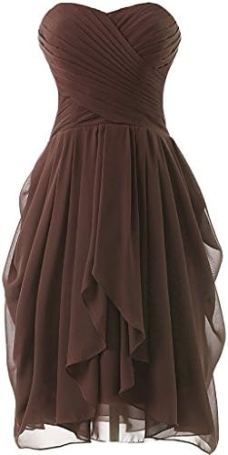 Elegant Knotted Sweetheart Lace up Short Bridesmaid Dresses Chocolate US10