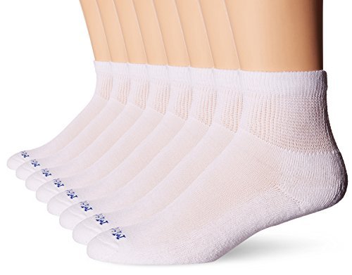 MediPEDS Men's 8 Pack Diabetic Quarter Socks with Non-Binding Top