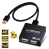 HDMI Splitter 1 in 2 Out, NEWCARE 1x2 Hdmi Splitter Supports Full HD 4K @ 30HZ & 3840&times;2160P & 3D for Xbox PS4/ 3 Roku Blu-Ray Player Fire TV (Included High Speed HDMI Cable) (Black)