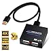 HDMI Splitter 1 in 2 Out, NEWCARE 1x2 Hdmi Splitter Supports Full HD 4K @ 30HZ & 3840&times;2160P & 3D for Xbox PS4/ 3 Roku Blu-Ray Player Fire TV (Included High Speed HDMI Cable) (Black) primary