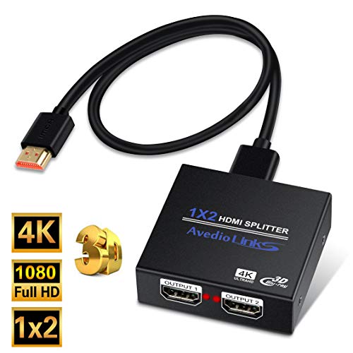HDMI Splitter 1 in 2 Out, NEWCARE 1x2 Hdmi Splitter Supports Full HD 4K @ 30HZ & 3840&times;2160P & 3D for Xbox PS4/ 3 Roku Blu-Ray Player Fire TV (Included High Speed HDMI Cable) (Black)