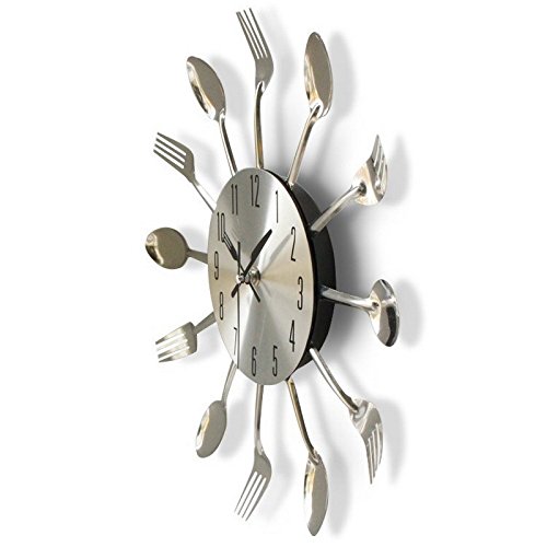 Hua Express Kitchen Wall Clock 3D Modern Creative Kitchen Cutlery Spoon