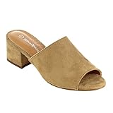 Nature Breeze FG73 Women's Slip On Chunky Block Heel Mule Sandals