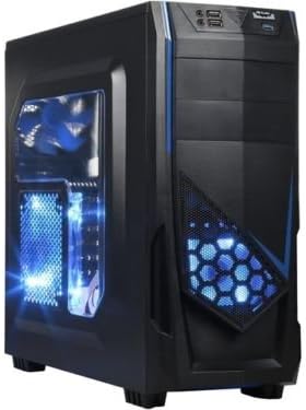 DIYPC Ranger-R5-B Black USB 3.0 ATX Mid Tower Gaming Computer Case with 3 x Blue