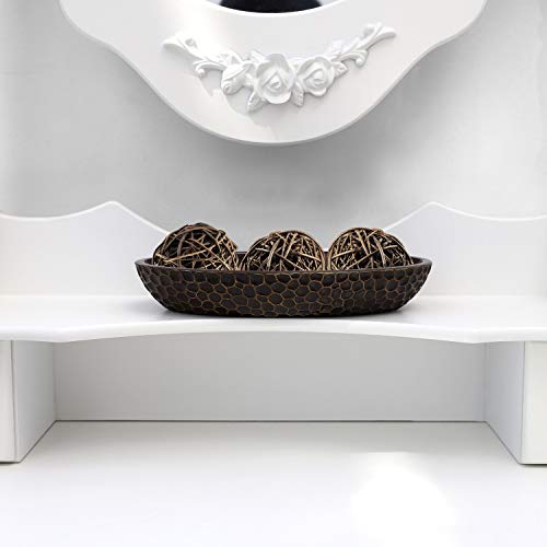 Emibele Jewelry Tray, Honeycomb Resin Jewelry Organizer for Ring, Earring, Necklace, Bracelet, Watches, Hairpin, Trinkets, Vanity, Desktop Decorative Bowl - Brown