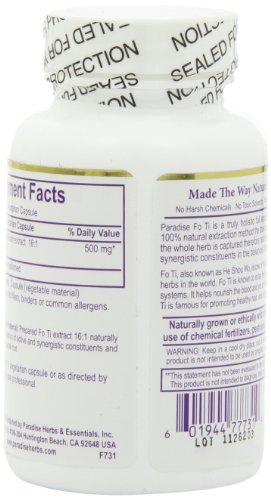 Paradise Fo Ti/He Shou Wu | Prepared Shou Wu | Super Concentrated | Hair and Skin Herb |Traditionally Used for Healthy and Natural Hair Color and Radiance | 60 Vegetarian Capsules - Thumbnail 5